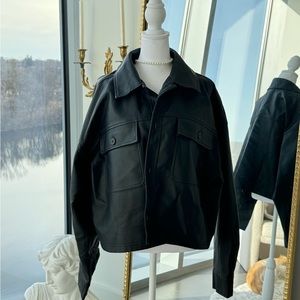 Oversized Black Leather Jacket